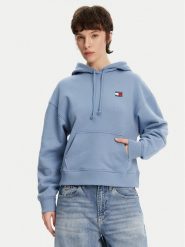 Tommy Jeans Bluza Badge DW0DW19414 Niebieski Boxy Fit. Niebieskie bluzy bez kaptura damskie Tommy Jeans, xxs, z bawełny. Za 259.99 zł.