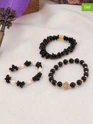 L'Atelier de Gaia Bransoletki (3 szt.) rozmiar: onesize. Czarne bransoletki damskie L'Atelier de Gaia, z mosiądzu. Za 119.95 zł.