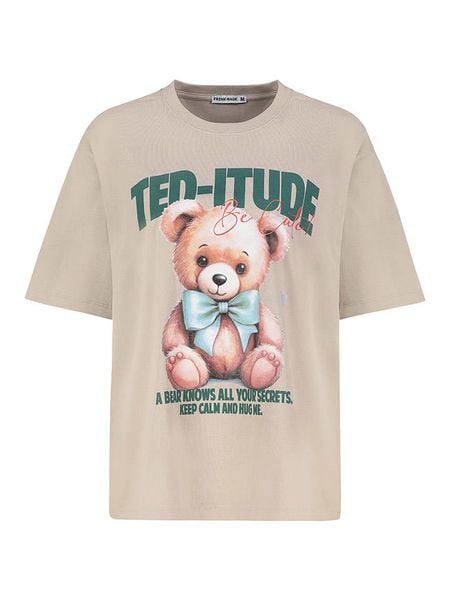 Sublevel Koszulka w kolorze beżowym rozmiar: M. Brązowe bluzki damskie Sublevel, m, bez wzorów, z bawełny, bez kołnierzyka. Za 61.02 zł.