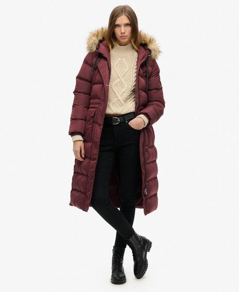 Długi płaszcz z futerka sztucznego Everest. Fioletowe płaszcze damskie Superdry., s, bez wzorów. Za 780.00 zł.