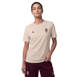 Damska lifestyle’owa koszulka piłkarska z krótkim rękawem Siroko RSG Travel. Brązowe bluzki sportowe damskie SIROKO, s, z bawełny, bez kołnierzyka, bez ramiączek. Za 119.20 zł.