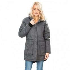 Kurtka Damska Thundery Wodoodporna. Czarne kurtki damskie Trespass, l, bez wzorów, z dzianiny, z kapturem. Za 344.99 zł.