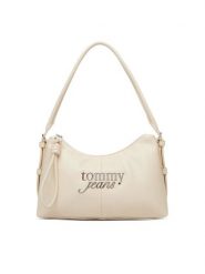 Tommy Jeans Torebka Metal Logo Shoulder Bag AW0AW18468 Biały. Białe torebki klasyczne damskie Tommy Jeans, bez wzorów, z jeansu, bez dodatków. Za 409.99 zł.