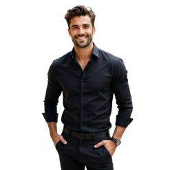 Czarna elastyczna koszula męska Modini Y79. Czarne koszule męskie Modini Moda Męska, m, bez wzorów, z bawełny, bez kołnierzyka, bez ramiączek. W wyprzedaży za 179.10 zł.