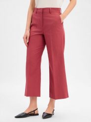 Weekend Max Mara Spodnie z lnem Kobiety Bawełna czerwony, 38. Czerwone spodnie materiałowe damskie Weekend Max Mara, bez wzorów, z bawełny, z podwyższonym stanem. Za 749.95 zł.