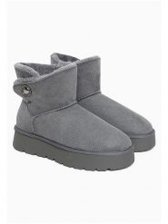 ISLAND BOOT Botki zimowe "Catalina" w kolorze szarym rozmiar: 36. Szare botki damskie Island Boot, na zimę, z materiału, bez obcasa, bez zapięcia. Za 194.95 zł.