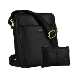 Klasyczna, czarna torba-listonoszka ze skóry naturalnej z etui na klucze w zestawie PTN 720E-OPU Peterson. Czarne saszetki męskie Peterson, bez wzorów, ze skóry, na ramię. Za 169.99 zł.