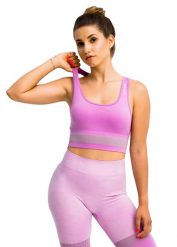 Biustonosz sportowy damski GymHero Stripes Bra. Fioletowe biustonosze sportowe damskie Gym Hero, bez wzorów, z elastanu. Za 94.44 zł.