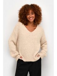 Kaffe Sweter Sarla 10506829 1311061 Beżowy Relaxed Fit. Brązowe swetry klasyczne damskie Kaffe, xxl, z syntetyku, bez kołnierzyka. Za 279.99 zł.