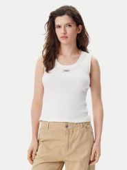 Tommy Jeans Top DW0DW21369 Biały Slim Fit. Białe topy damskie Tommy Jeans, xs, bez wzorów, z bawełny, bez kołnierzyka. Za 89.99 zł.