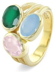 Les Petites Précieuses Pozłacany pierścionek z kamieniami szlachetnymi rozmiar: 60. Niebieskie pierścionki damskie Les Petites Précieuses, z kwarcem, pozłacane. Za 165.99 zł.