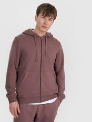 4F Bluza dresowa rozpinana z kapturem męska - brązowa M. Brązowe bluzy z kapturem męskie 4f, m, z bawełny. Za 99.99 zł.