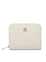 Tommy Hilfiger Portfel Th Icon Med Za W/Flap Mono AW0AW18474 Beżowy. Brązowe portfele damskie Tommy Hilfiger, bez wzorów, ze skóry. Za 269.99 zł.