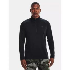 Bluza sportowa męska UNDER ARMOUR Tech 1/2 Zip Long Sleeve szybkoschnąca. Czarne bluzy bez kaptura męskie Under Armour, bez wzorów, sportowe, bez kołnierzyka, bez ramiączek. Za 146.99 zł.
