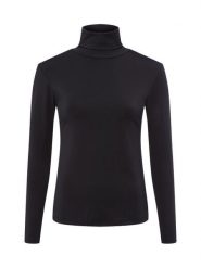 Brookshire Damska koszulka z długim rękawem z golfem Kobiety Sztuczne włókno czarny jednolity, XXL. Czarne t-shirty damskie brookshire, xxl, bez wzorów, z włókna, bez kołnierzyka. Za 149.95 zł.