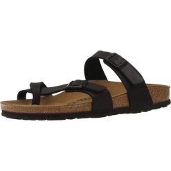 Klapki damskie Birkenstock Mayari BF. Czarne klapki damskie Birkenstock, bez wzorów, z materiału, bez obcasa. Za 339.00 zł.