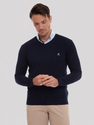 SIR RAYMOND TAILOR Sweter "Liva" w kolorze granatowym rozmiar: XXL. Niebieskie swetry męskie Sir Raymond Tailor, xxl, bez wzorów, z bawełny, bez kołnierzyka. Za 141.19 zł.