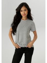 Aniston Koszulka w kolorze antracytowo-białym rozmiar: 44. Czarne bluzki damskie Aniston, bez wzorów, bez kołnierzyka, bez ramiączek. Za 65.99 zł.