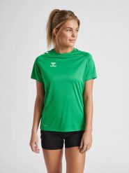 Koszulka damska Hummel Core Poly. Zielone t-shirty damskie HUMMEL, s, bez wzorów, z poliamidu, bez kołnierzyka. Za 101.50 zł.