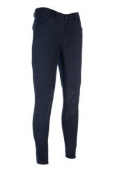 Spodnie jeździeckie o średniej przyczepności HKM James. Niebieskie spodnie materiałowe męskie HKM, bez wzorów, z lycry, eleganckie. Za 355.00 zł.