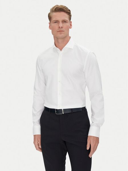 BOSS Koszula H-Hank 50538962 Biały Slim Fit. Białe koszule męskie Boss, m, bez wzorów, z bawełny, bez kołnierzyka, bez ramiączek. Za 249.99 zł.