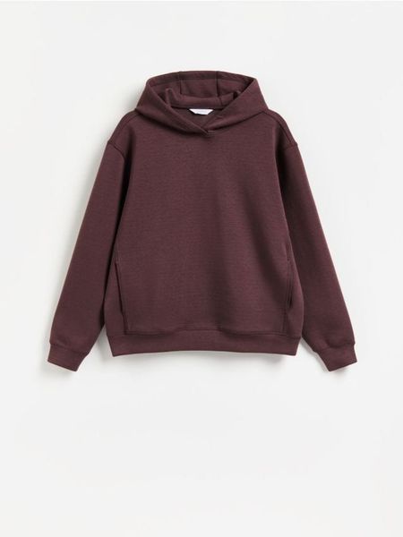 Bluza z kaputrem - mahoniowy. Brązowe bluzy bez kaptura męskie Reserved, l, z dzianiny. Za 149.99 zł.