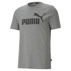 Męska koszulka z logo Essentials PUMA Medium Gray Heather. Szare t-shirty sportowe męskie Puma, m, bez ramiączek, na jogę i pilates. Za 105.35 zł.