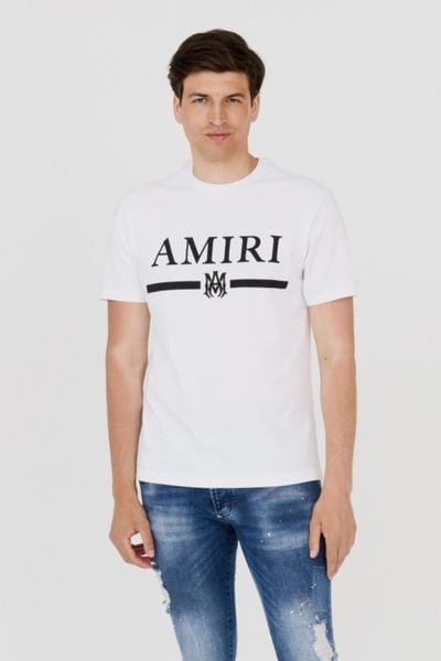 AMIRI T-shirt męski biały z podkreślonym logo, Rozmiar XXL. Białe t-shirty męskie Amiri, m, bez wzorów, bez kołnierzyka. W wyprzedaży za 950.99 zł.