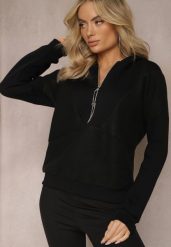 Czarna Bawełniana Bluza z Suwakiem i Kapturem Irise. Czarne bluzy z kapturem damskie Renee, z bawełny. Za 79.99 zł.