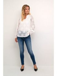 CULTURE Bluzka w kolorze białym rozmiar: M. Białe bluzki damskie Culture, m, bez wzorów, z koronki, bez kołnierzyka, bez ramiączek. Za 139.54 zł.