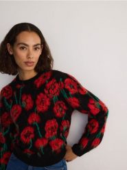 Żakardowy sweter z domieszką wełny - wielobarwny. Swetry klasyczne damskie Reserved, l, z dzianiny, bez kołnierzyka. W wyprzedaży za 159.99 zł.