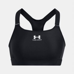 Biustonosz treningowy Under Armour HeatGear Armour High. Czarne biustonosze Under Armour, bez wzorów. Za 149.99 zł.