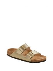 Birkenstock Klapki "Arizona" w kolorze złotym rozmiar: 39. Żółte klapki damskie Birkenstock, bez wzorów, bez obcasa. Za 277.45 zł.