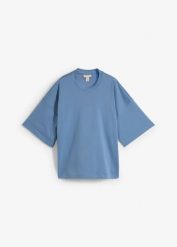 Krótki T-shirt oversize z czystej, grubej bawełny organicznej. Czerwone t-shirty damskie bonprix, bez wzorów, z bawełny, bez kołnierzyka. Za 44.99 zł.