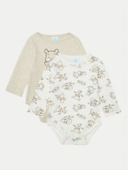 OVS Komplet 2 par body dziecięcych 2135784 Écru. Body niemowlęce OVS, bez wzorów, z bawełny, bez ramiączek. Za 49.99 zł.