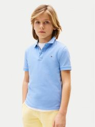 Tommy Hilfiger Polo Flag KB0KB09103 Błękitny Regular Fit. Niebieskie t-shirty chłopięce Tommy Hilfiger, bez wzorów, z bawełny, bez ramiączek. Za 149.99 zł.
