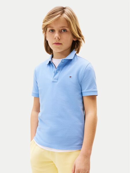Tommy Hilfiger Polo Flag KB0KB09103 Błękitny Regular Fit. Niebieskie t-shirty chłopięce Tommy Hilfiger, bez wzorów, z bawełny, bez ramiączek. Za 129.99 zł.
