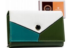 Portfel skórzany Peterson [DH] PTN RD-22-GCL-Y zielony. Zielone portfele damskie Peterson, bez wzorów, ze skóry. Za 105.98 zł.