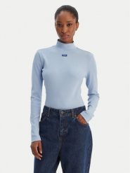 HUGO Golf Easy 50525318 Błękitny Slim Fit. Niebieskie golfy damskie Hugo, l, bez wzorów, z bawełny, bez ramiączek. Za 229.99 zł.