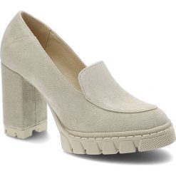 Beżowe Półbuty Armodo Eleganckie Buty Damskie. Brązowe półbuty damskie Armodo, bez wzorów, ze skóry, biznesowe, bez obcasa, na obcasie. Za 379.00 zł.