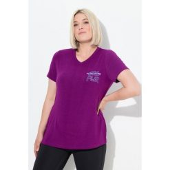 Damskie Bluzka funkcyjna wycięcia dekolt w serek rękaw 1/2 z recyklingu. Fioletowe bluzki sportowe damskie Ulla Popken, plus size, bez wzorów, z elastanu, bez ramiączek. Za 199.99 zł.