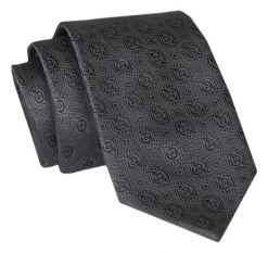 Męski Krawat - Czarny, Geometryczna Faktura - Angelo di Monti. Czarne krawaty i muchy męskie Angelo di Monti, bez wzorów, z tkaniny, eleganckie. Za 45.00 zł.