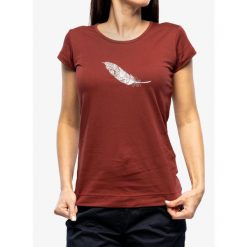 Koszulka z nadrukiem damska Ocun Classic T Organic Feather. Czerwone bluzki sportowe damskie Ocun, bez wzorów, bez ramiączek. Za 135.99 zł.