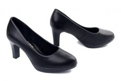 Rieker 41560-01 black, czółenka damskie. Czarne czółenka damskie Rieker, bez wzorów, ze skóry, bez obcasa. Za 349.90 zł.