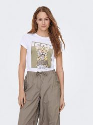 ONLY Koszulka w kolorze białym rozmiar: XL. Białe bluzki damskie Only, xl, bez wzorów, z bawełny, bez kołnierzyka. Za 66.47 zł.