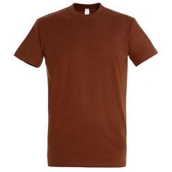 Koszulka Unisex Dla Dorosłych Z Bawełny Imperial Ringspun. Brązowe bluzki damskie SOL'S, s, bez wzorów, z bawełny, bez kołnierzyka. Za 41.99 zł.