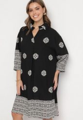 Czarna Wiskozowa Sukienka Ozdobiona Geometrycznym Wzorem Nalanessa. Czarne sukienki damskie Born2be, na co dzień, l, bez wzorów, z wiskozy, eleganckie, bez kołnierzyka, bez ramiączek, midi. W wyprzedaży za 87.99 zł.