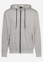 Szara Bluza z Kapturem i Zasuwanymi Kieszeniami Bialina. Szare bluzy z kapturem męskie Born2be, m, z jeansu. Za 49.99 zł.