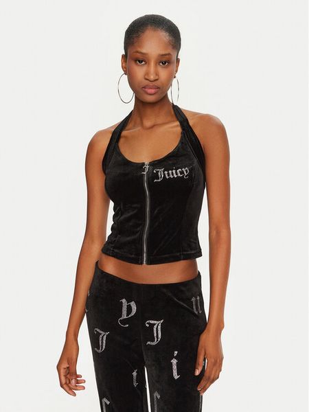 Juicy Couture Top Diane JCBCT224834 Czarny Slim Fit. Czarne topy damskie Juicy Couture, xs, bez wzorów, z syntetyku, bez kołnierzyka. Za 129.99 zł.