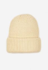 Beżowa Czapka Beanie z Wiskozą z Prążkowanego Materiału Ozdobiona Metaliczną Nicią Temitana. Brązowe czapki zimowe damskie Renee, z jeansu. Za 39.99 zł.
